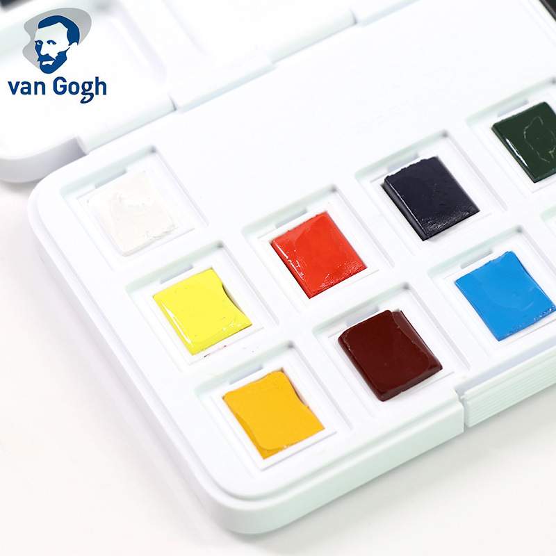 泰伦斯Van Gogh梵高水彩凡高固体水彩12色15色18色24色36色蓝铁盒