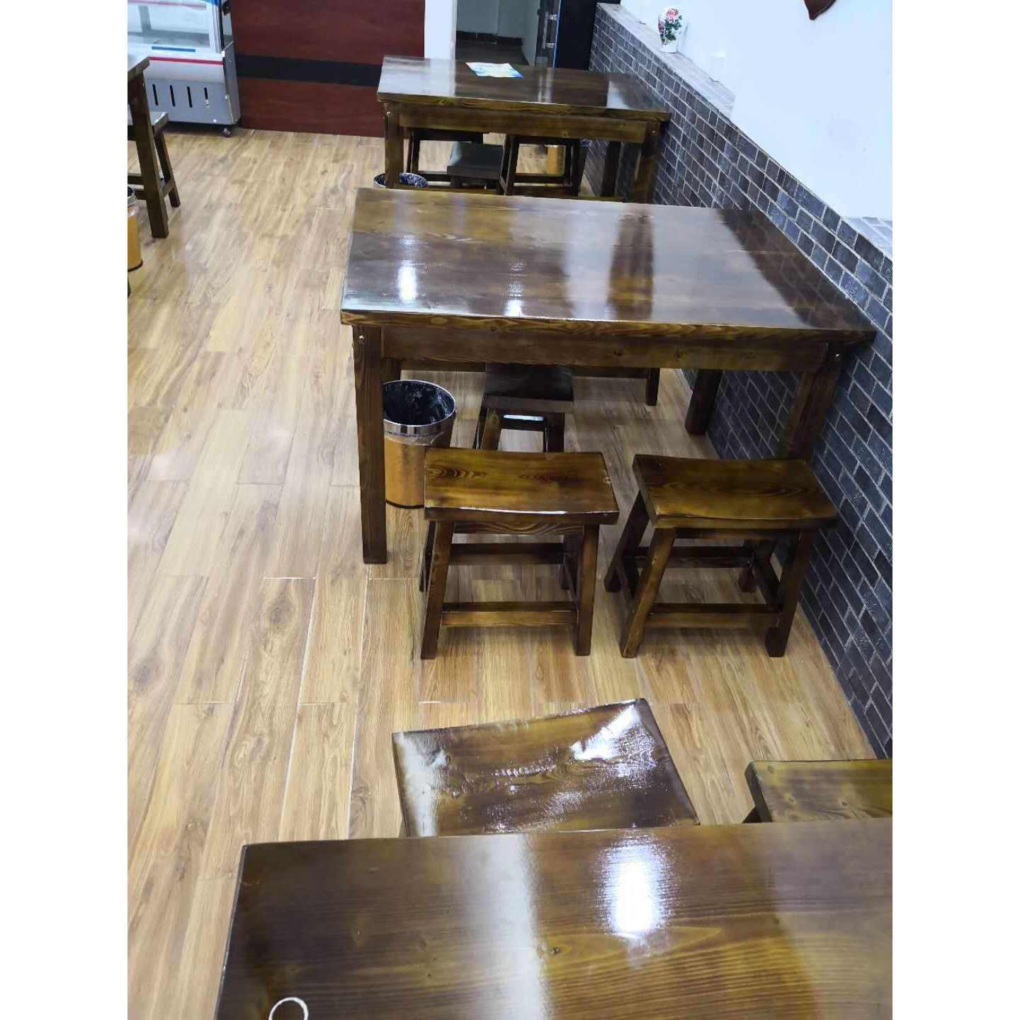 包邮碳化防腐桌椅小吃店烧烤面馆小户型实木快餐桌阳台桌椅套件