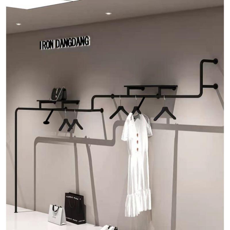 服装店上墙异形货架展示架铁艺男女装陈列架墙上落地式挂衣架新款