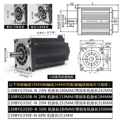 130步进电机套装 130BYG350B 扭矩28N + 驱动器3ND2283 10A 套装