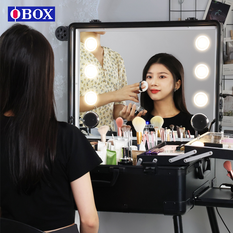 OBOX隐藏式支架专业化妆箱带灯