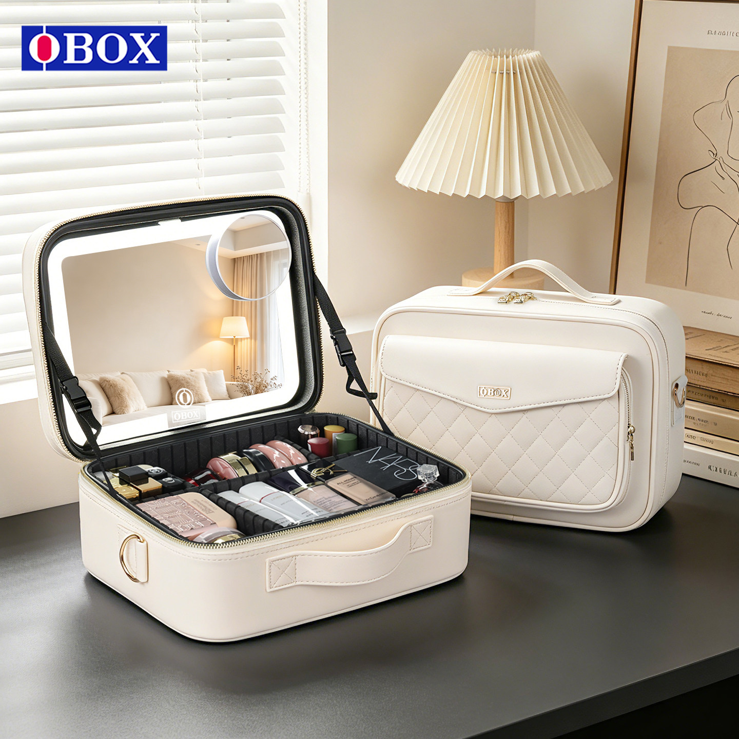 OBOX带镜子化妆包邮差包图片