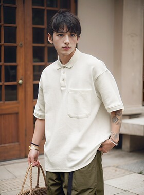 GETY 凉感空气层polo衫短袖T恤男珠地棉cityboy日系宽松廓形310g