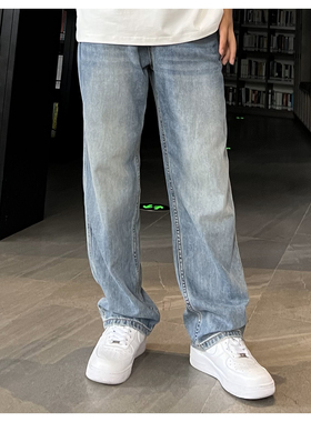 GETY天丝棉凉感阔腿直筒牛仔裤男款宽松夏季薄百搭cleanfit高能感