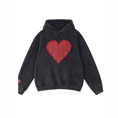 Unisex Pullover Sweatshirt Women Men Oversized Heart