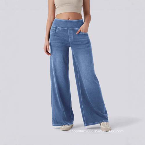 Flex High Waisted Pockets Washed Casual Bootcut Plus Jeans