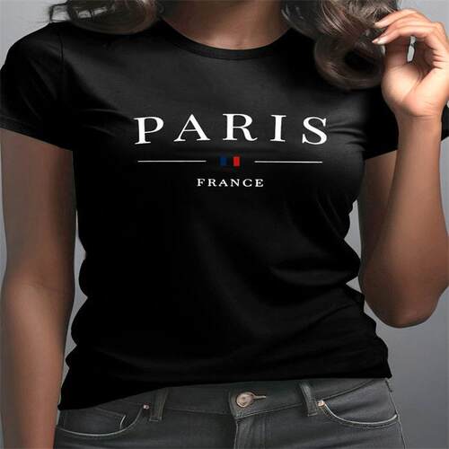 Two-Piece Set Women's Paris Letter Print Short Sleeve Shorts