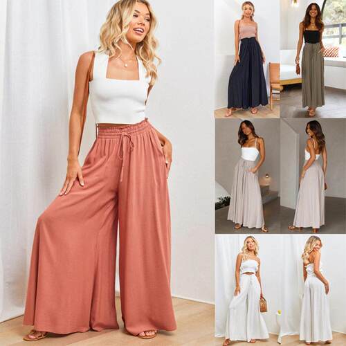 Women Casual Leg Pants Waist Drawstring Sweatpants Baggy