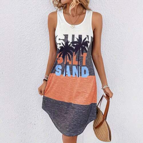 Women's Summer Tropical Coconut Tree Print Dress