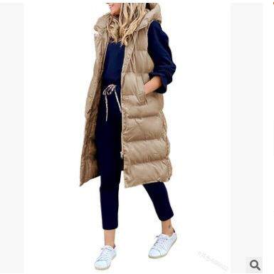 Women Puffer Vest Sleeveless Puffy Jacket Removable Hood