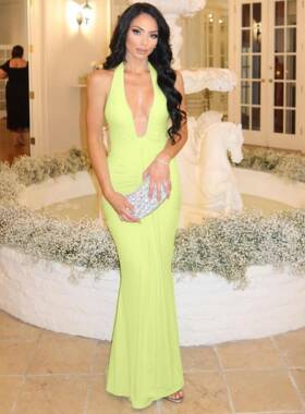 Women's Solid Color Halter Neck Dress