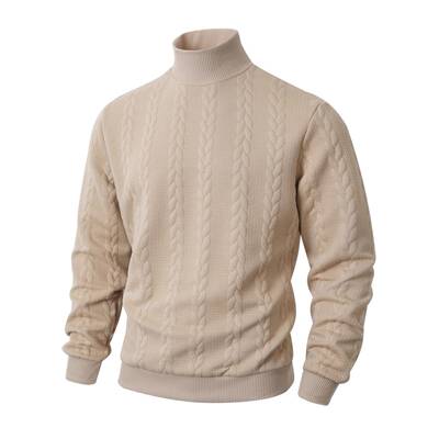 2pcs Men Turtleneck Cable Knit Sweater Neck Warm Cold