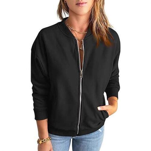 Womens Zip Up Sweatshirts Jackets Long Sleeve Casual Loose