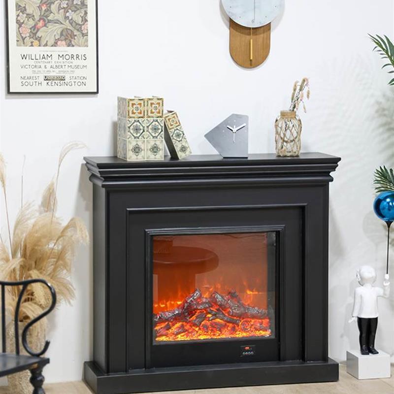 美式壁炉装饰柜黑色实木电视柜仿真火别墅炉家用取暖焰器法式壁架-封面