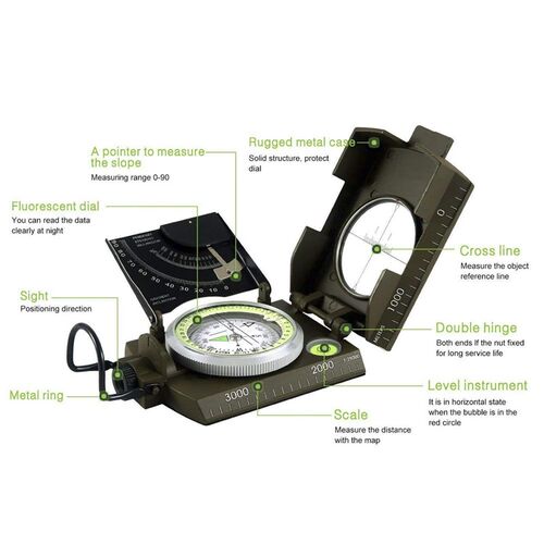 Mulitifunctional Outdoor Survival MilitaryN Compass Camping