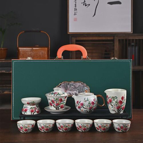 严选青花汝窑功夫茶具套装t珐琅茶杯家用高档中式泡茶壶彩2024新