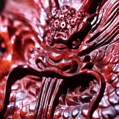 印度小叶紫檀f360度雕刻文玩手把件 龙牌工艺品 挂件 龙吐珠 车挂
