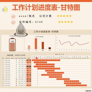 C140工作计画进度表甘特图模板行程规画表