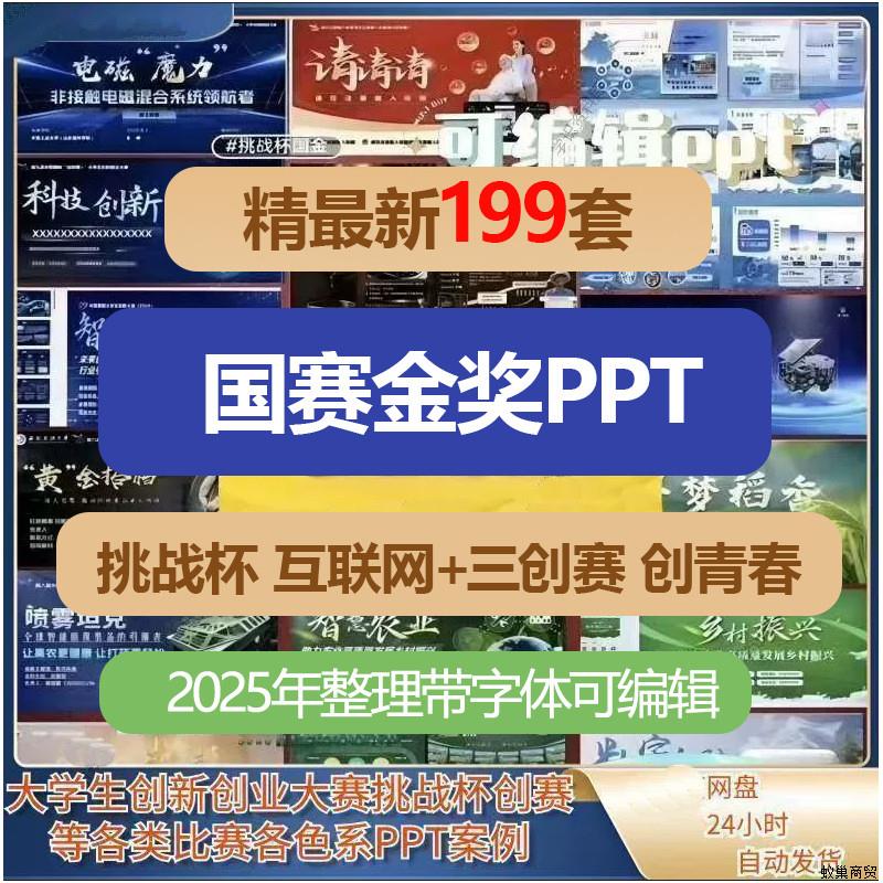 国赛金奖PPT模板大学生三创新创业大赛各类比赛案例互联网挑战杯