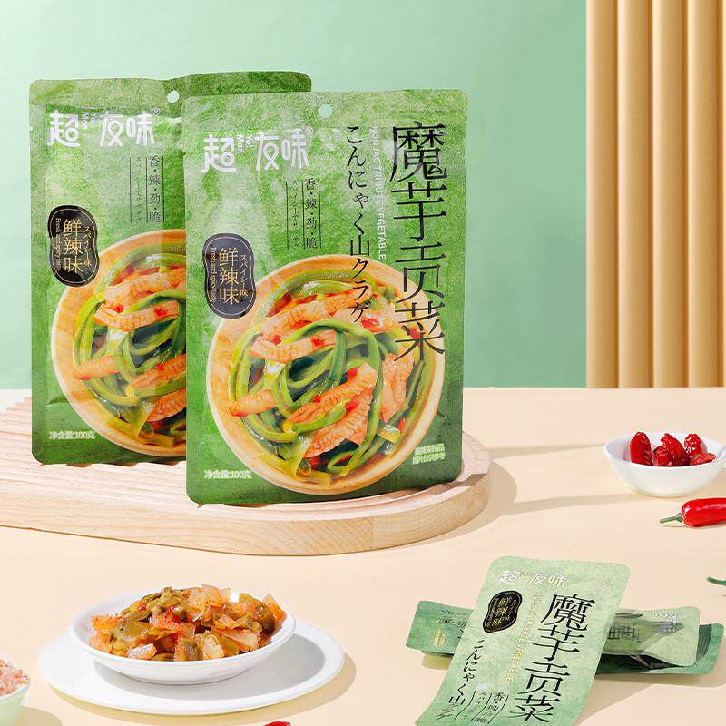 魔芋贡菜开袋即食独立包装网红休闲零食香辣味下午茶下酒菜