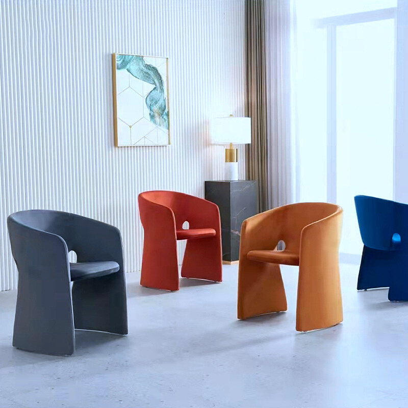 北欧简约洽谈会客休闲酒店民宿大厅单椅布艺设计师沙发单人椅子