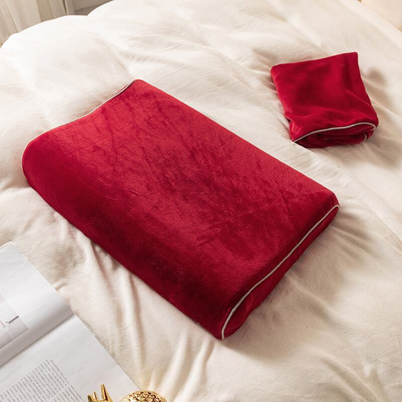 乳胶枕头套一对装儿童50x30cm婚庆红色结婚60x40珊瑚绒记忆枕芯套 床上用品 枕套 原图主图