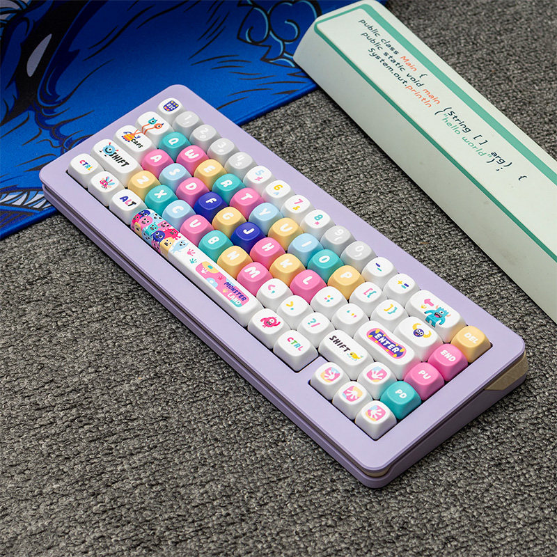 PIWIDESIGN 작은 괴물 PBT 승화 키캡 반투명 MOA 맞춤형 테마 마작 사운드 HIFI 키보드