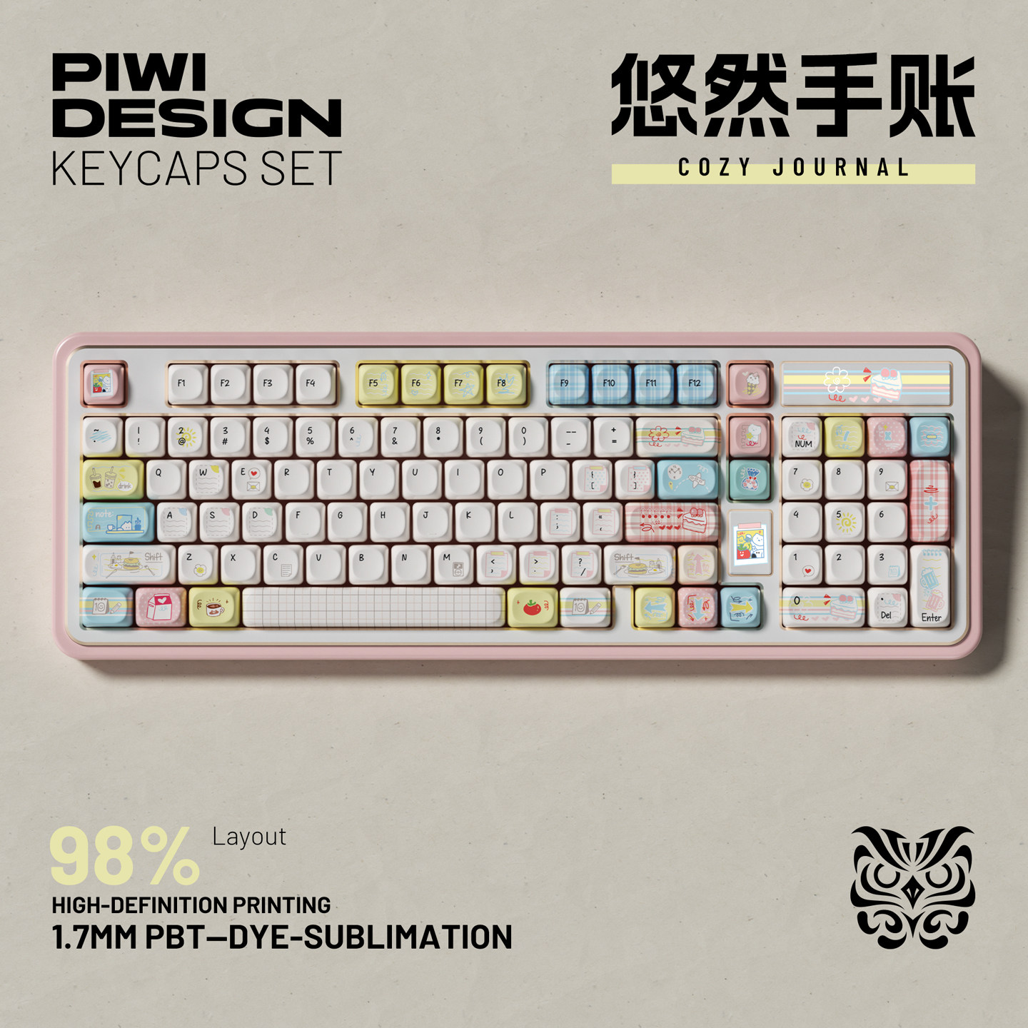 PIWIDESIGN-《悠然手账》MOA&原厂高度原创五面热升华客制化138键