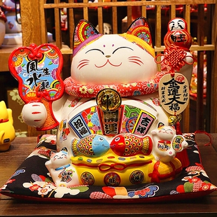 饰品陶瓷储蓄 福缘猫大号乔迁新居招财猫摆件公司店铺开L业送礼装