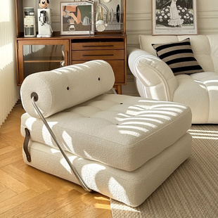 奶油风豆腐块沙发椅约网红懒人沙发折叠单人休闲布艺客厅沙发床