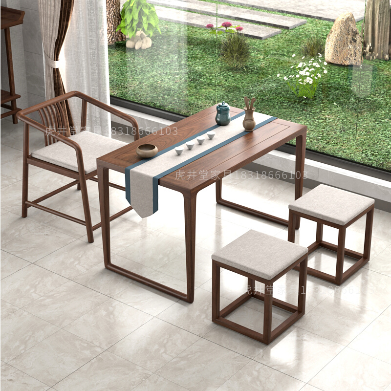 新疆西藏包邮白蜡木茶桌椅组合新中式阳台现代简约小茶台实木家用