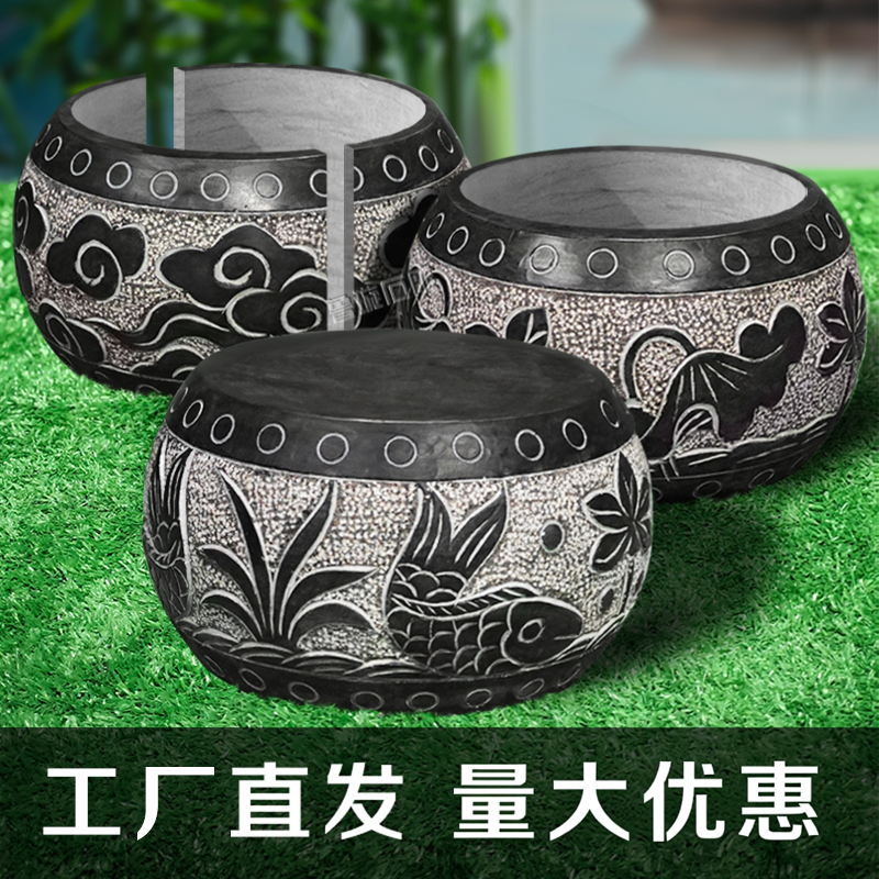 石雕柱墩石 青石柱子底座 基石柱脚空心柱础柱顶石圆石墩子大理石