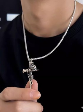 柒次方钛钢链子合金吊坠项链