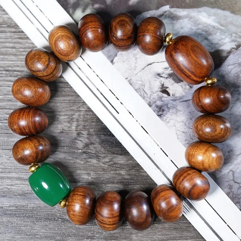 黑花梨算盘珠手串DIY绿色隔珠念珠文玩手链手饰把玩盘玩木串