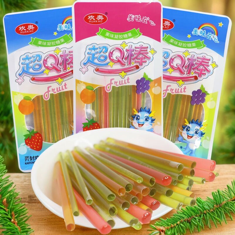 缤纷果味棒超Q棒凝胶果糖吸吸管糖8090儿时童年零食小卖部
