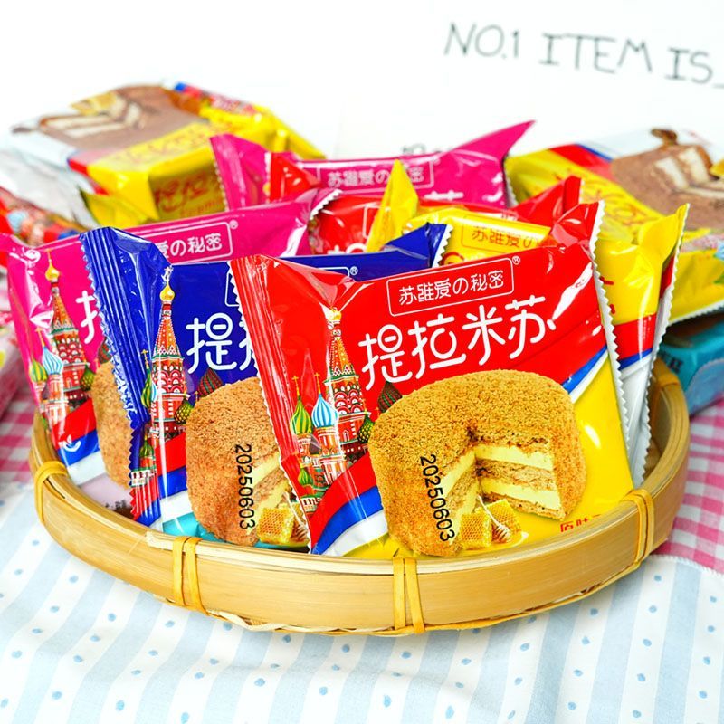 6月益锦提拉米苏俄式风味蛋糕原味酸奶蔓越莓味蛋糕夹心甜点零食