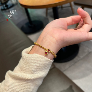 金店同款沙金方糖AB手链高级感设计复古时尚气质显白红心点点女款