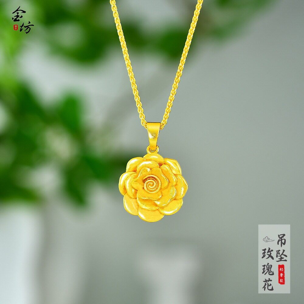 新中式古法越南沙金吊坠国潮宫廷风玫瑰花牡丹花坠子女士不掉色