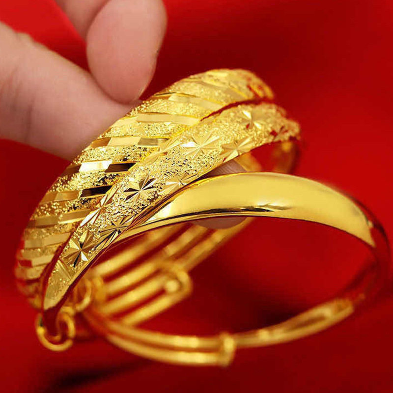 越南沙金圆肚满天星手镯古法金推拉满天星款仿金手环手饰金店款