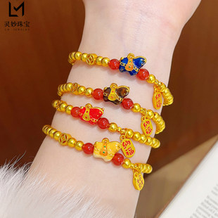 金店同款越南沙金珐琅彩福韵唐马玛瑙手链锦绣前程珠生肖马手串女