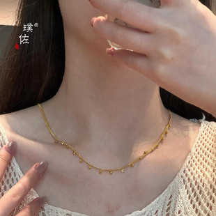 金店款越南沙金法式温柔金珠流苏项链女时尚百搭甜美风锁骨链送礼