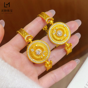 金店款越南沙金点钻日月星辰罗盘手表手链拉丝星空表带手链防金女