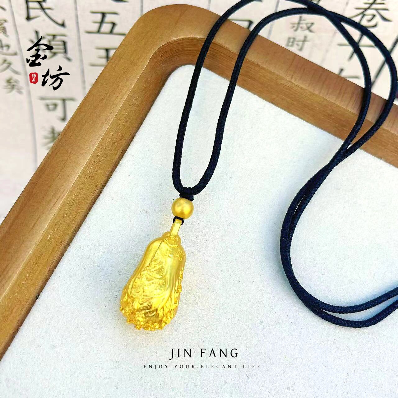 金店同款越南沙金999招财大白菜吊坠仿真金色国潮风女项链锁骨链