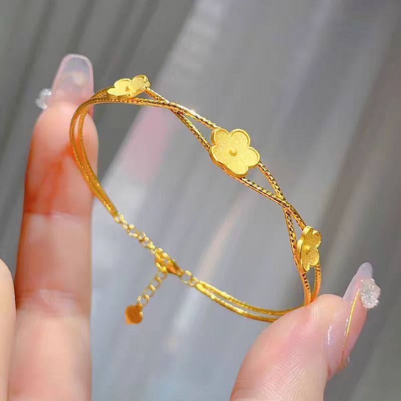 越南沙金桃花朵朵手镯女新款小众轻奢手链手环情人节送女友生日
