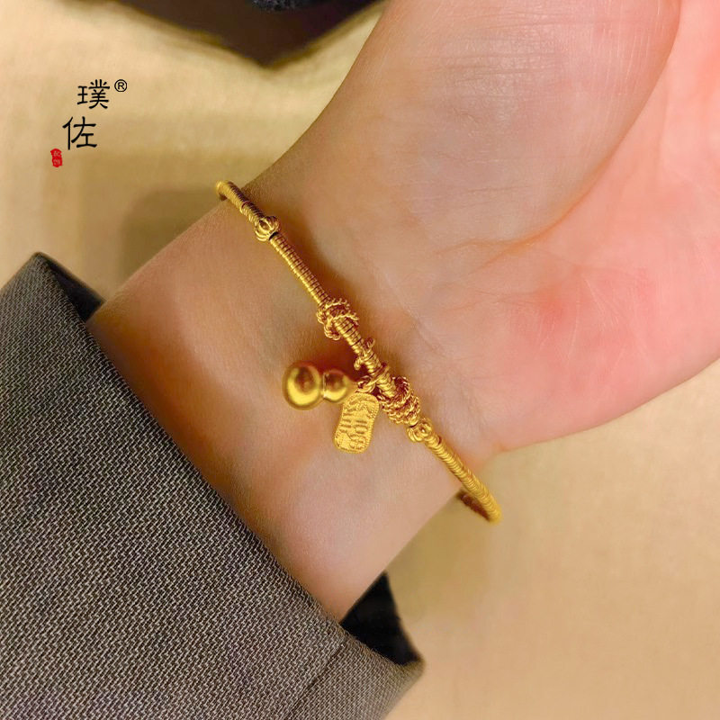 金店同款沙金平安葫芦盘缠手链新中式国潮风百搭编织绳手饰女