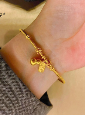 金店同款沙金平安葫芦盘缠手链新中式国潮风百搭编织绳手饰女