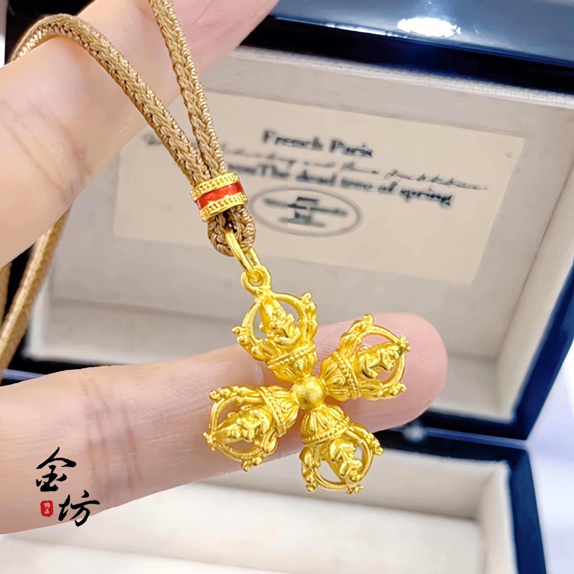 金店同款古法越南沙金不掉色十字金刚杵吊坠女项链十字防金毛衣链