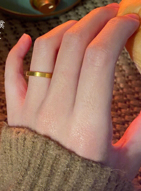 金店同款越南沙金精致光面素戒指简约冷淡风高级感设计送女友礼物