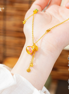 新中式国风沙金福袋流苏珐琅彩项链高级感轻奢时尚精致百搭锁骨链