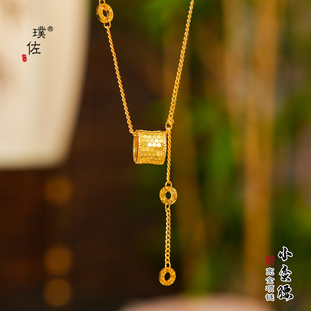 强保色沙金亮金龙鳞小蛮腰路路通项链爆闪蜂巢锁骨链轻奢百搭